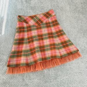 VINTAGE RETRO Y2K TULLY PINK/GREEN WOOL TULLE FUNKY KNEE LENGTH SKIRT M